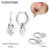 925 Sterling Silver Needle Vintage Square Round Pendant Earrings For Women Crystal Shell Geometric Earrings Fashion Jewelry