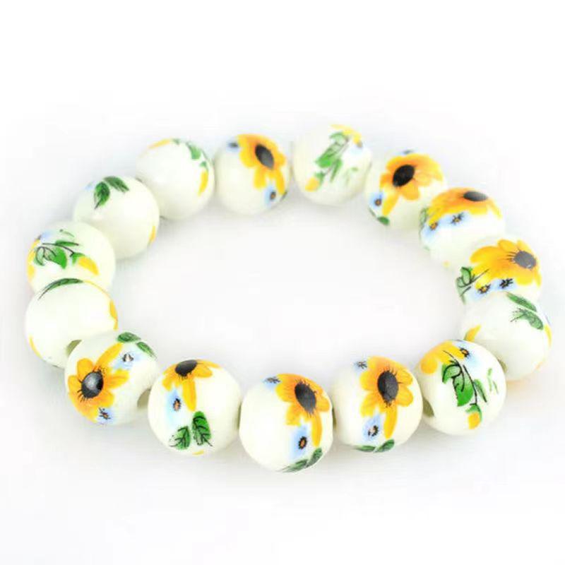 Bracciale di Perline in Ceramica Porcellana Blu e Bianca - Accessori Etnici Creativi Fai da Te Fatti a Mano per Gioielli in Stile Nazionale