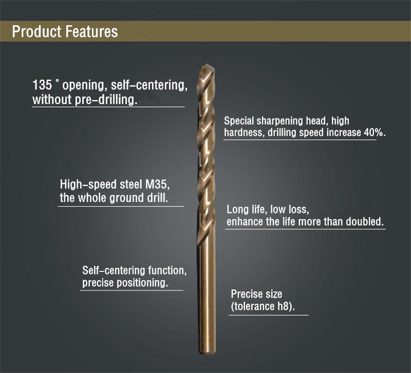 1-10mm HSS M35 Stainless Steel Twist Drills Metal Drill Cobalt Twist Drill Bit Set The Whole Ground Metal Reamer Hole Tools