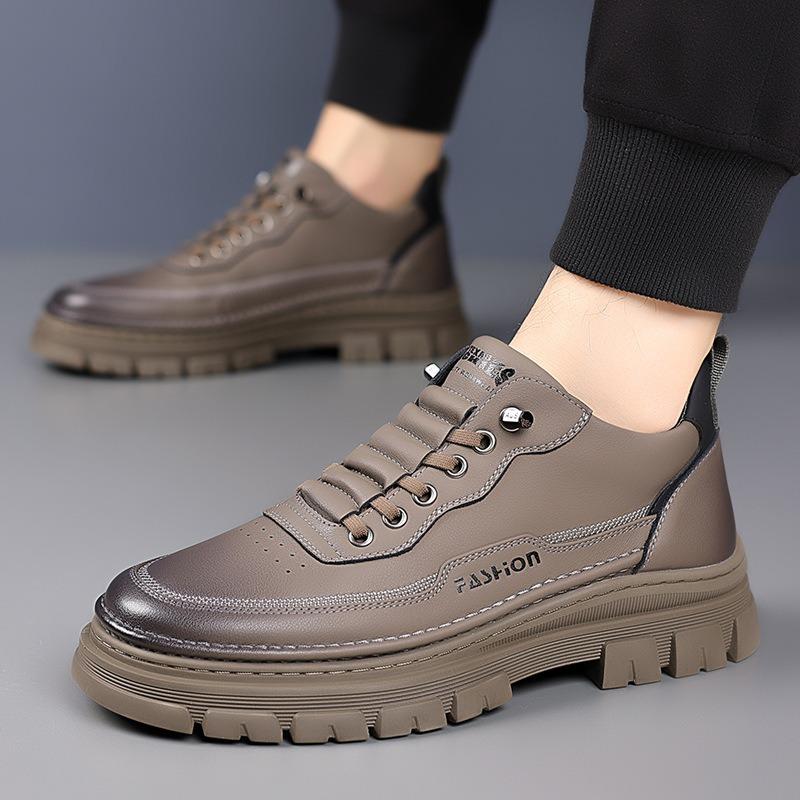 Fashion Spring Autumn Cow Leather Casual Sneakers for Men Fashion Soft Sole Men's Platform Shoes Designer Retro Work Shoes Male