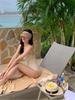 Strukturierte Streifen Koreanischer Einteiler mit Trägern - Sexy, Schlankmachende Bademode für den Urlaub