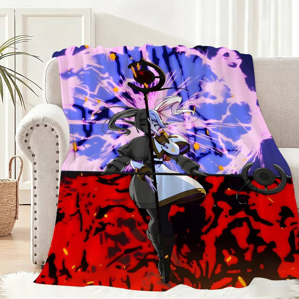 Anime FriERen Throw Lightweight 240g Flannel Blanket Soft Skin-friendly for Summer Cooling