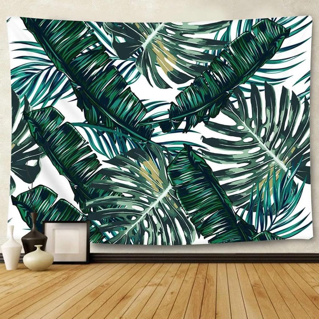 Tropical Palm Leaf Tapestry Botanical Leaves Wall Hanging Blanket for Living Room Bedroom Dorm Home Decor Nature Theme Tapestry