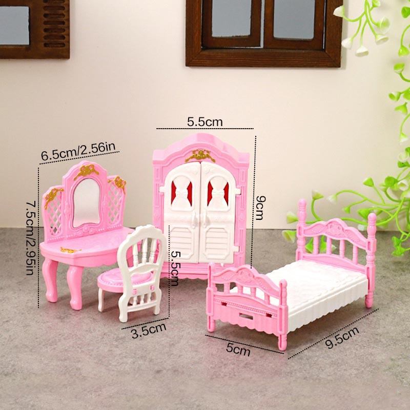 1:12 Bebek Evi Minyatür Simülasyon Gardırop Şifonyer Yatak Odası Seti Mobilya Modeli Dekor Oyuncak Bebek Evi Aksesuarları