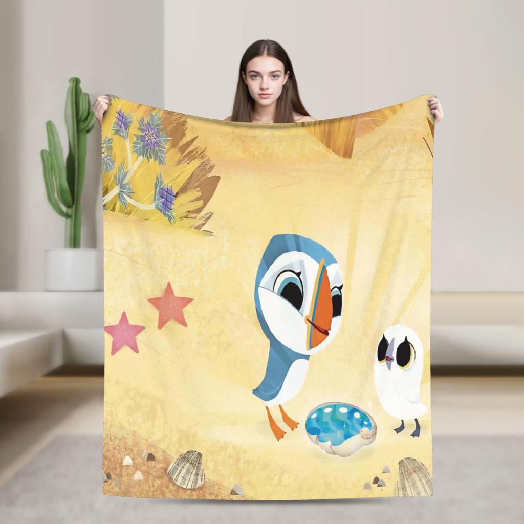 Puffins Rocks Plush Blankets Students Flannel Throw Blanket For Home Decor Soft Warm Design Quality Bedspread Birthday Present