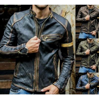 Retro Fashion Leather Jacket Streetwear Blazer Casual Jackets Men Outerwear Leather Moto Jacket Trend Brand Men's New Clothing