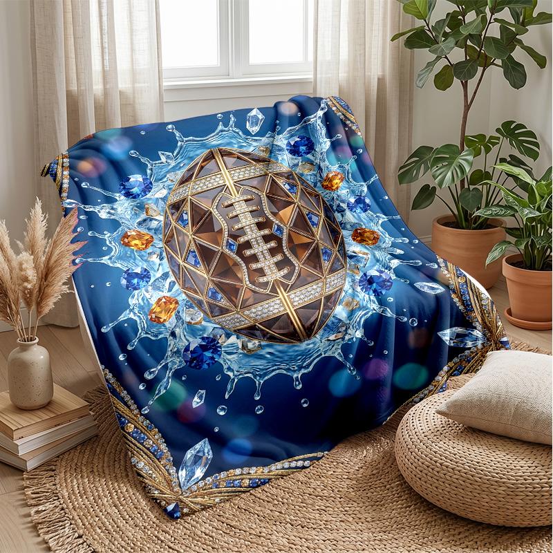 Golden Football Design Theme blanket Lightweight Warm Flannel Blanket Decorative Throw Blanket for Home Decoration