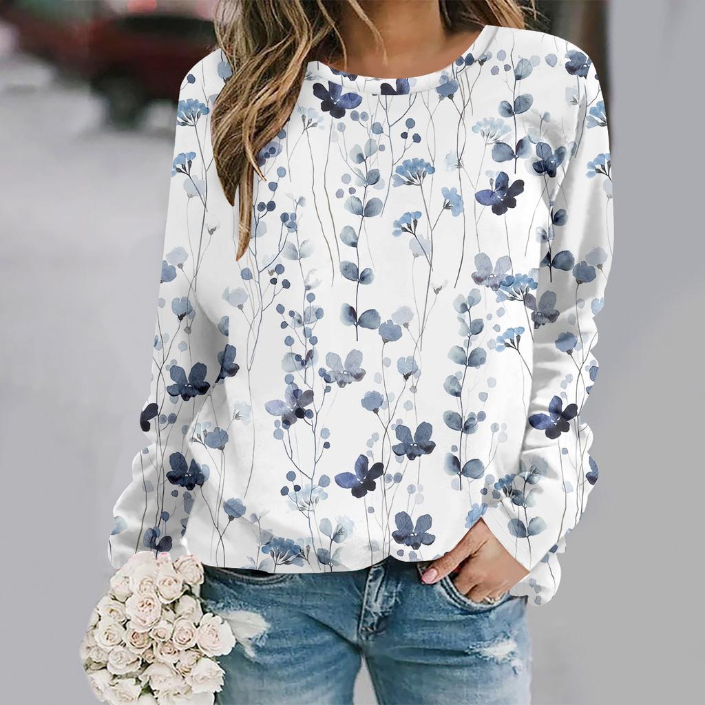 Podzimní a zimní nová móda kulatý výstřih dlouhý rukáv potištěná elegantní ležérní volná mikina