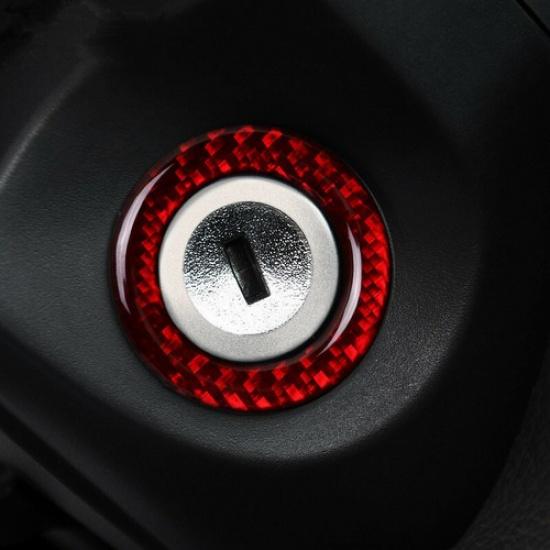 Bright Red Carbon Fiber Car Inner Key Hole Cover Decorations For Mustang 10 12