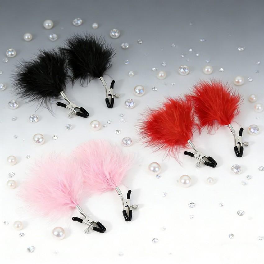 Adult Fun Feather Milk Clip Loosen Adjustable Female Nipple Massage SM Bondage Flirting Double Peak Clip Waterproof Sex Toys