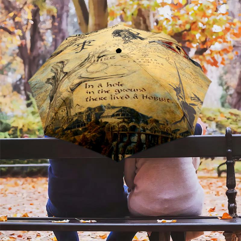 Fantasy Epic: Lord Rings Folding umbrella 8 paraphenoid bones Suitable for all seasons Umbrella outdoor travel
