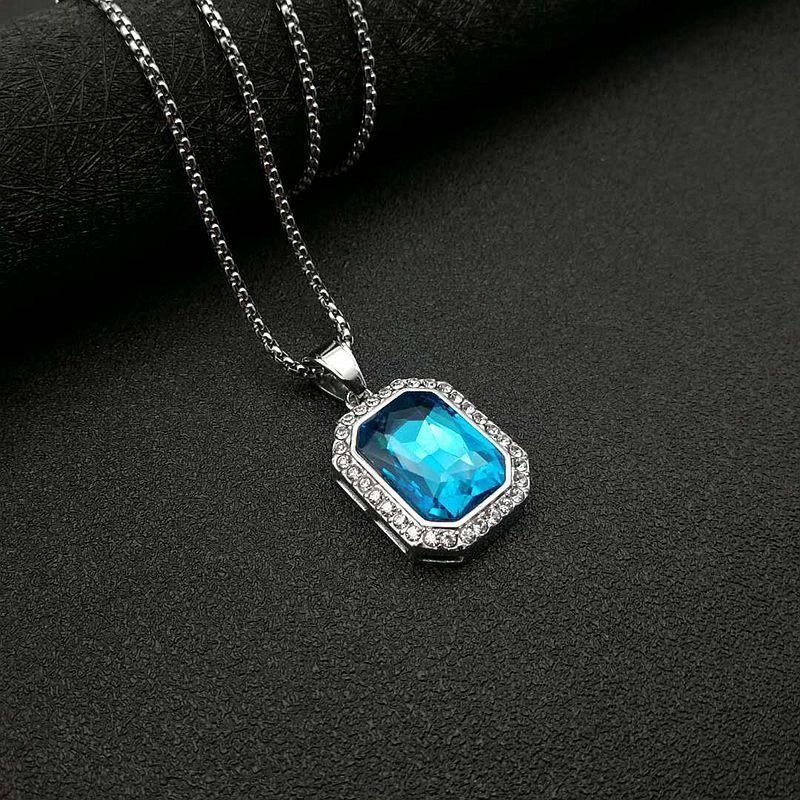 Hip Hop Stainless Steel Pendant Gold Color Rhinestone Rhinestone Necklace Drop Shipping