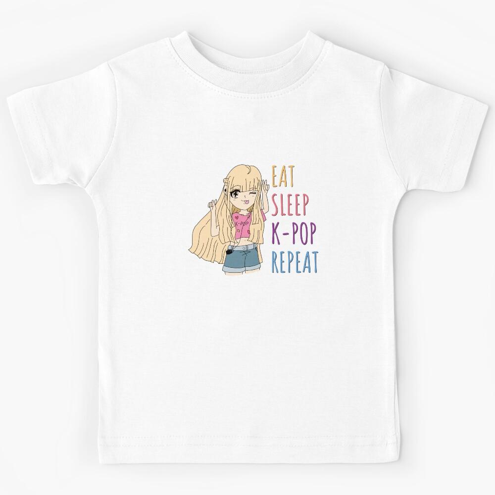 EAT - SLEEP - K-POP - REPEAT Anime Girl (Blonde Hair) Kids T-Shirt 170