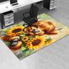 Highland Bull Theme Sunflower Chair Mat Office Carpet, Large Rug for Home Decor, Desk Pad Gift, Suitable for Bedroom, Living Room, Various Rooms