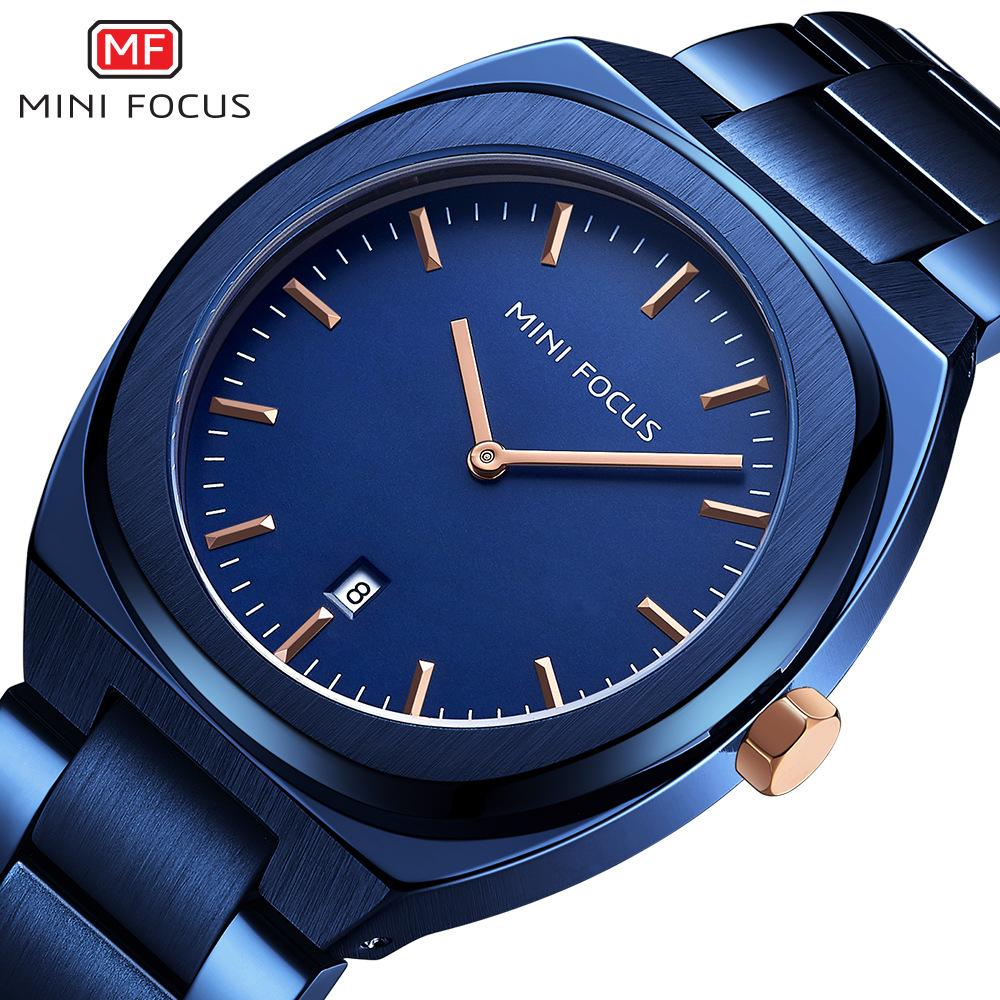 

MINIFOCUS модные мужские часы японский календарь с двойным кругом водостойкий стальной ремешок мужские часы 0319G