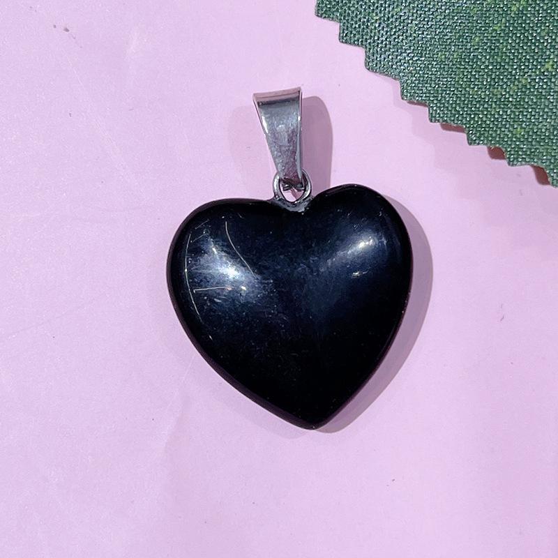 Natural Crystal Agate Heart Pendant Sweater Chain, 20mm Gemstone.