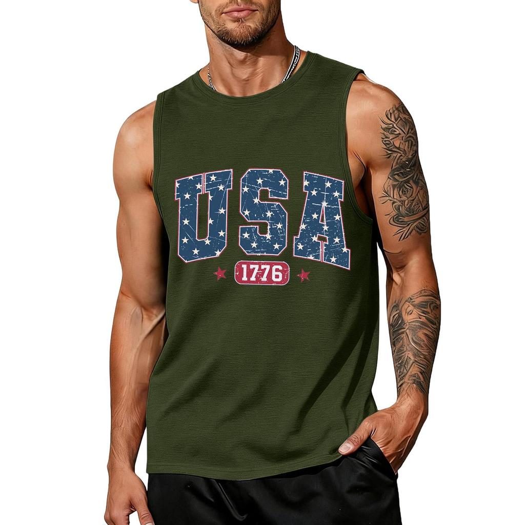 Men's Sleeveless Tank Top Casual Loose Fit Summer Daily Wear Lightweight Breathable Fabric Printed Design