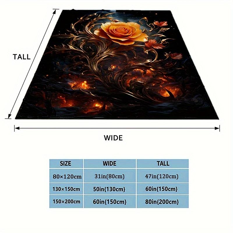 Golden Rose Flannel Blanket Elegant Leaf Print Throw for Sofa/Bed,Soft Fleece Gift for Women,Home Decor & Cozy Travel Essential