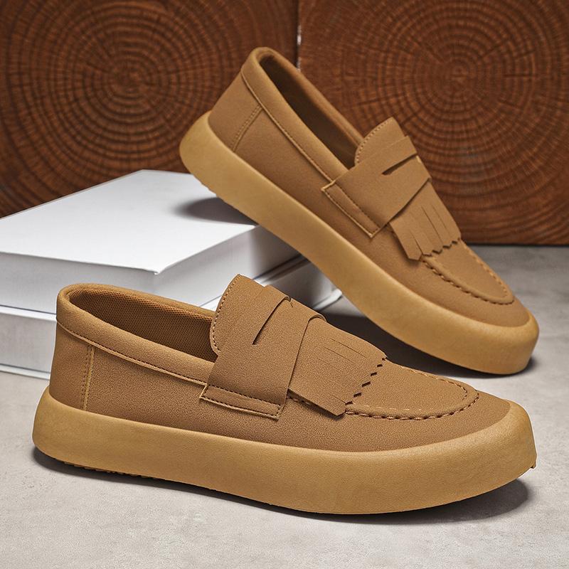 

Мужские лоферы в британском стиле, модные замшевые повседневные туфли, новые слипоны, дышащие легкие туфли для ходьбы и вождения, большой размер 46 39 хаки