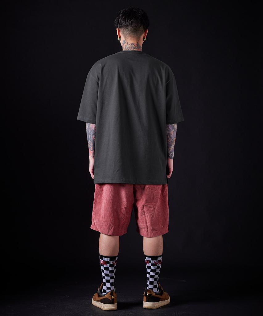 ASTRAL PROJECTION [Oversized] Ap Club 13-Count Cotton Round Neck Short Sleeve T-Shirt_Charcoal