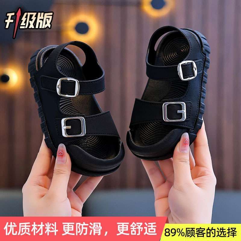 Girls Sandals 2025 New Summer Non-slip Soft Sole Girls Medium and Older Children Velcro Children's Shoes Baby Beach Sandals