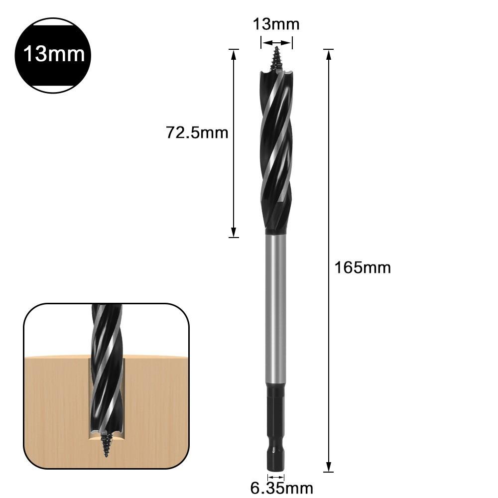 Woodworking Branch Drill, Four-Slot Woodworking Drill, Door Lock Hole Opener, Four-Blade Extended Woodworking Drill, Hexagonal Handle