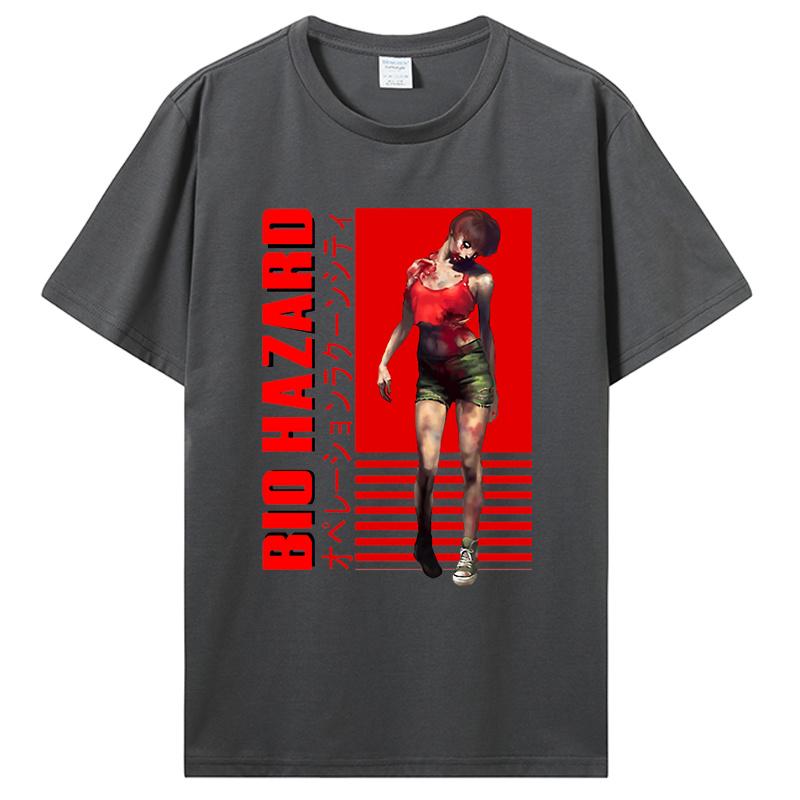 Biohazard TShirt Men Basic TShirt Funny Design Residented Evil Zombie Game Streetwear Print Cotton Top Tees