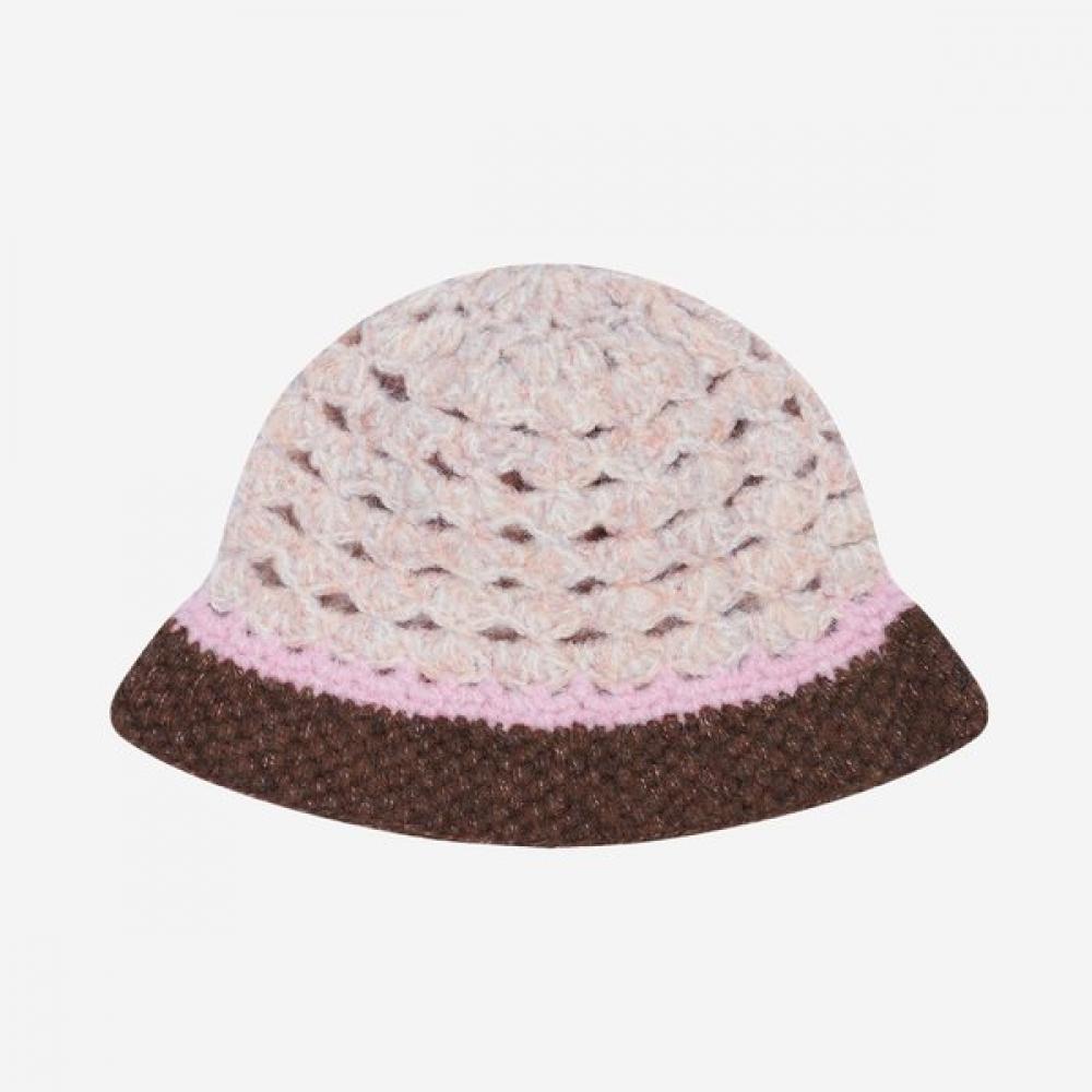 Allincomplete Shell Crochet Hat Pink Brown Single option