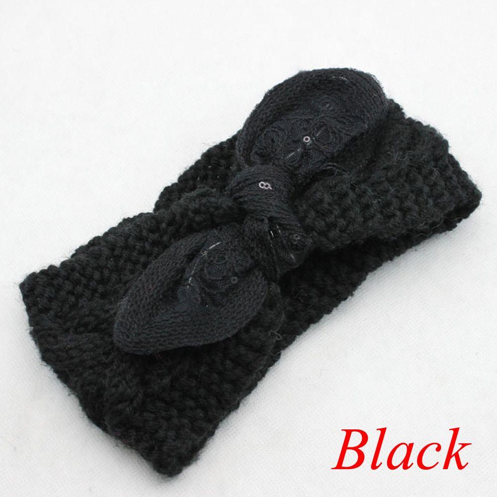 Vintage Flower Women Girl Bow Knot Headband Turban Crochet Knit Hairband Rabbit Ears Headwrap
