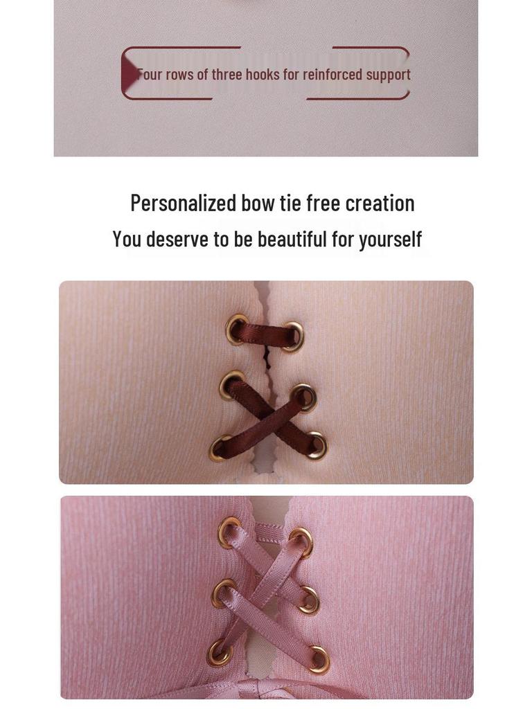 Women's Seamless Push-Up Bra with Drawstring for Enhanced Bust