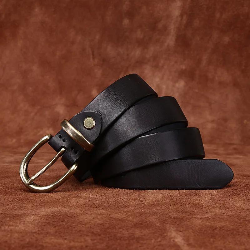 

2.7CM Ladies Pure Cowhide Needle Buckle Genuine Leather Casual Jeans Thin Belt Women High Quality Retro Luxury Female Waistband 90cm чёрный