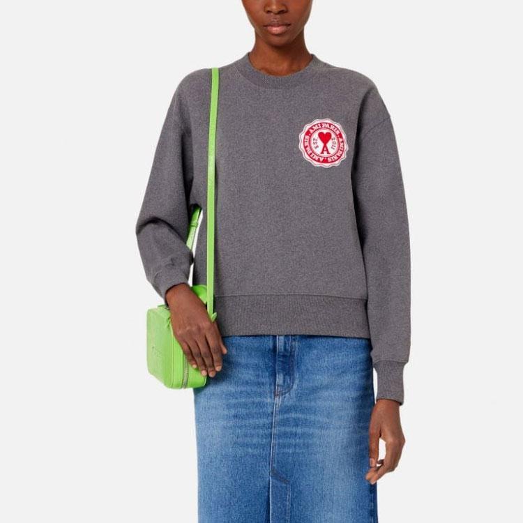 Amiparis Fw22 Letter Logo Round Neck Casual Long Sleeve Pullover Sweatshirt Women sweatshirt Gray USW011739-055