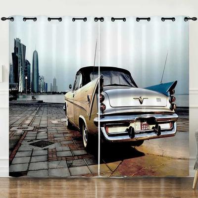 3D Cheap Modern Luxury Sports Cars Cool 2 Pieces Shading Darkening Curtain for Living Room Bedroom Kitchen Treatment Hook Decor
