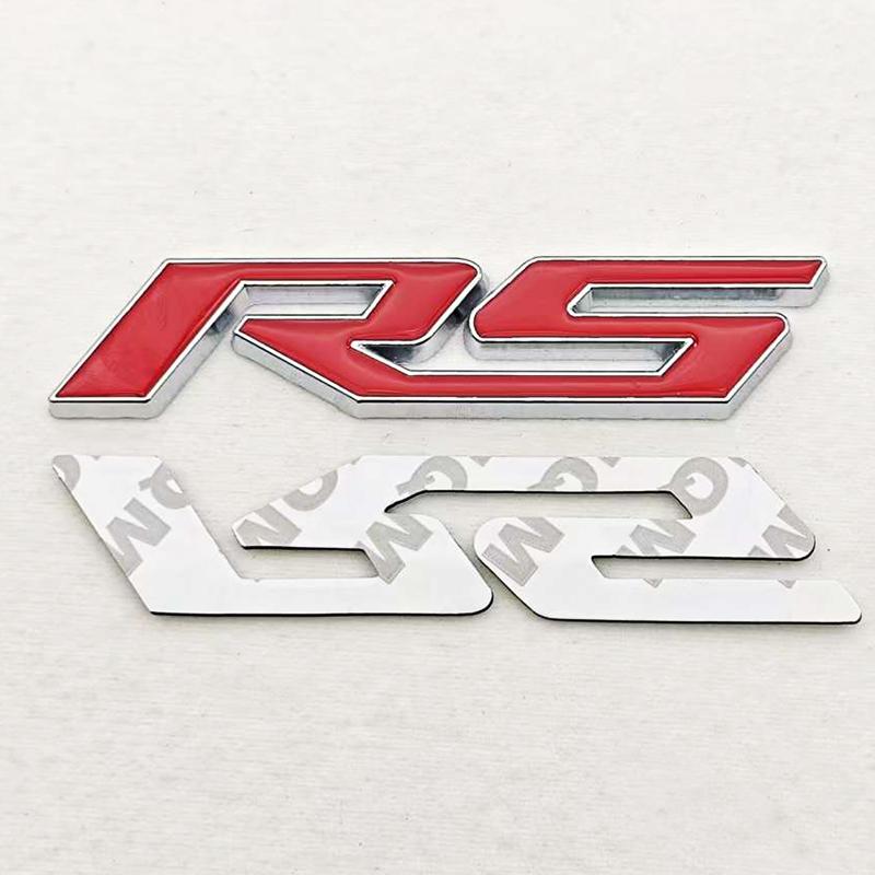 3D Metal RS Logo Sticker Front Grill Emblem Rear Trunk Badge For Chevrolet Onix Blazer lumina Camaro Cruze Monza Car Accessories