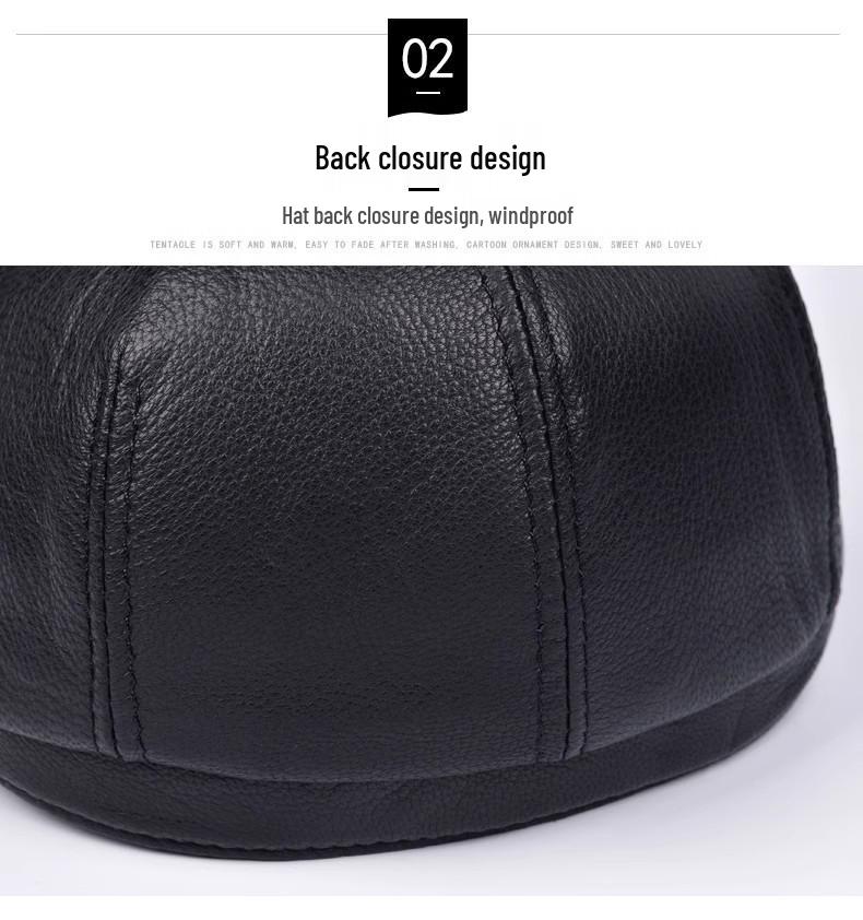 Men's Genuine Goatskin Leather Newsboy Cap - Autumn/Winter Outdoor Cold-Proof & Warm Fashion Beret