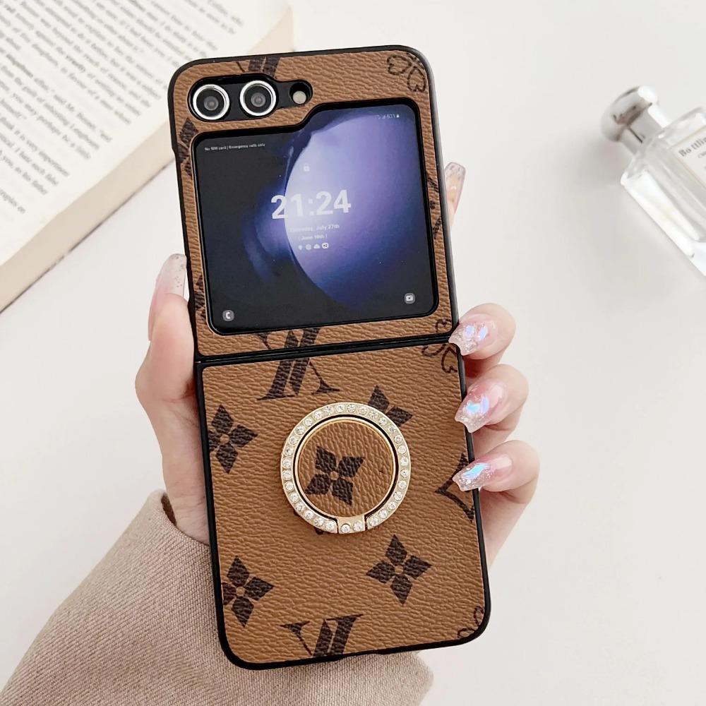 

Роскошный деловой чехол для телефона с ретро-узором и двойным V для Samsung Galaxy Z Flip 7 6 5 4 3, черный браслет-цепочка, женская защитная крышка Galaxy Z Flip6