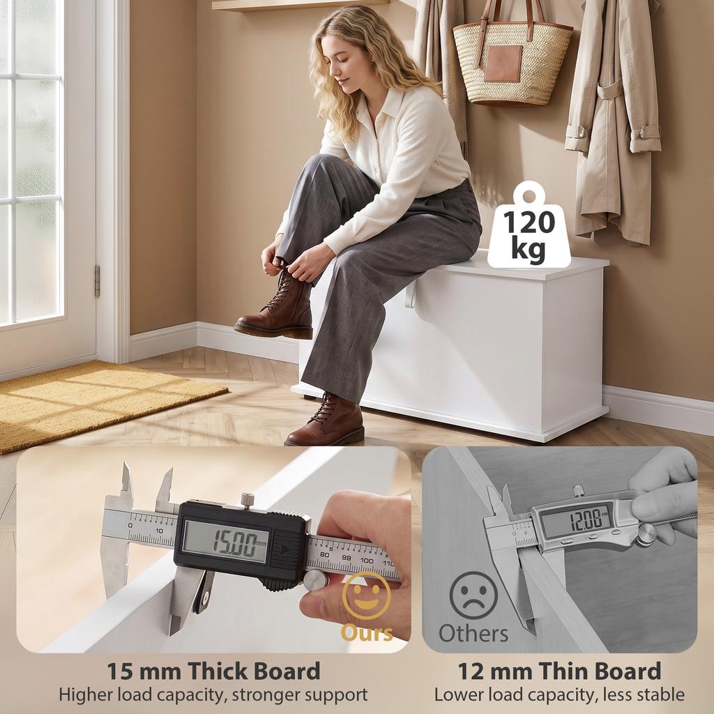 Storage Chest Large 102L Blanket Box 80 X 40 X 45cm, White
