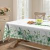 Fresh Green Flower Cloth Round Table Cloth, Plant + Pastoral Pattern, Table Cloth, Household Restaurant Rectangular Tablecloth
