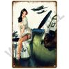 Metalowy Znak Vintage – Dziewczyny Pin-Up Sztuka Rękodzieło Malarstwo, Zabawny Plakat w Stylu Seksownej Damy, Idealny Wystrój Ściany do Pubu, Baru, Domu