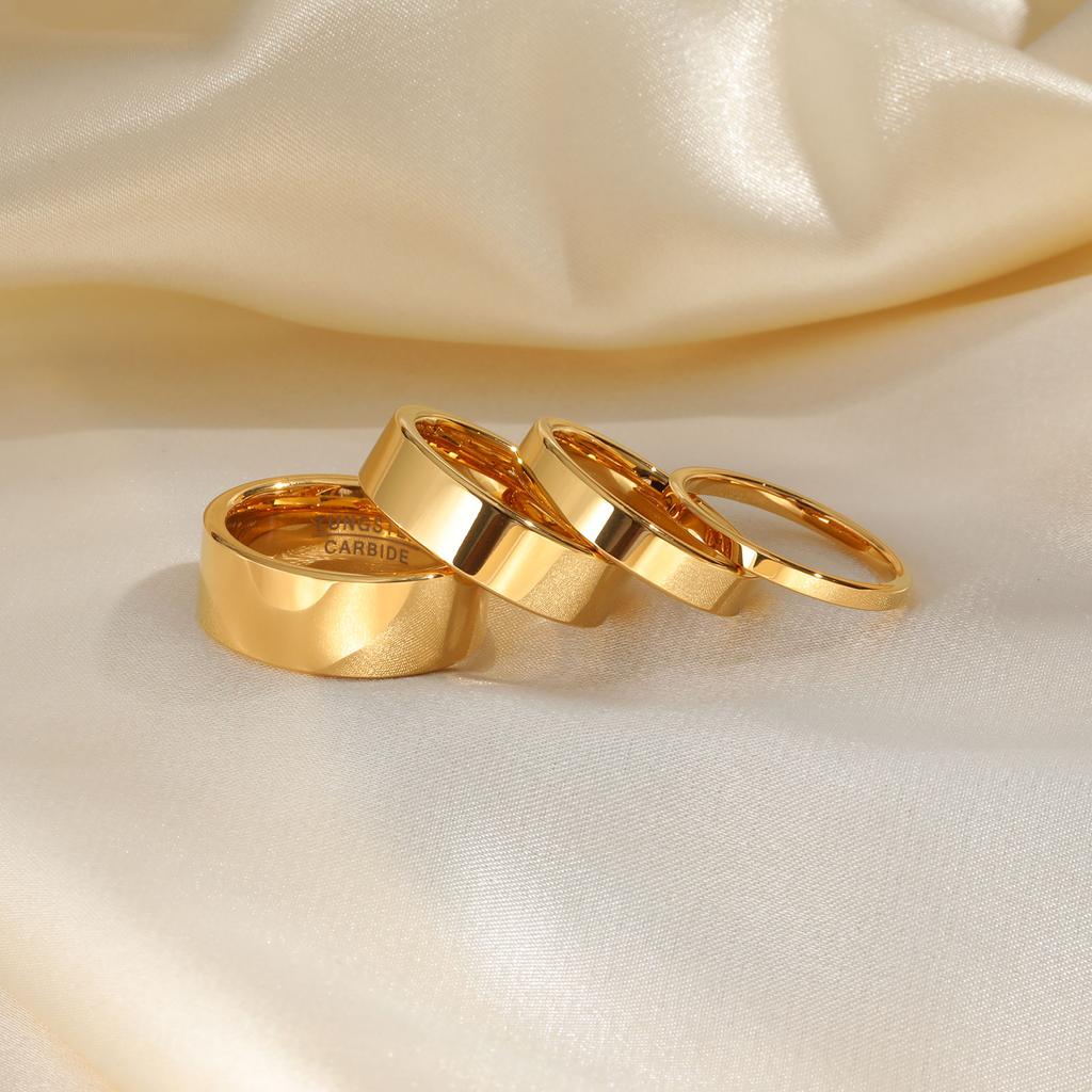 Basic 2/4/6 MM Wide Wedding Couple Ring for Women Men, PVD Gold Color Geometric Engagement Rings Finger Bands Jewelry