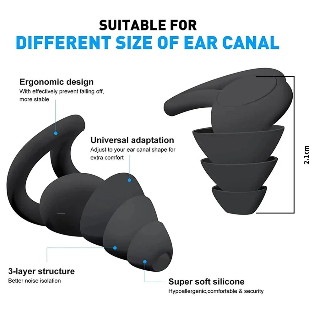 Silicone Noise Reduction Earplugs Anti-noise Earplugs Water-proof Earplugs For Swimming Sound-proof Noise Prevention Earplugs