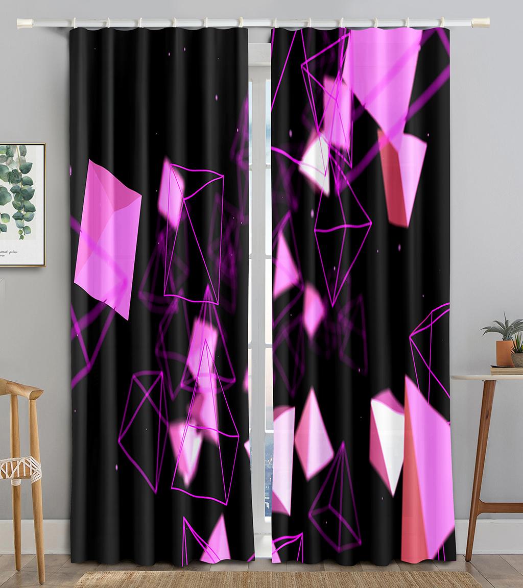 Abstrakte Silberne Glaspyramiden Rendering Verdunkelungsfensterfläche Fensterabdeckung Wohn Wohnraum Schlafzimmer Badezimmer Küche Vorratsschrank D W50 X H130(CM)X2&Hook
