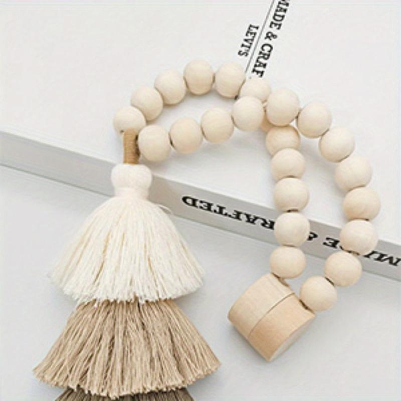 2pcs Bohemian Farmhouse Curtain Ties - Handmade Wooden Bead Curtain Ties for Bedroom and Living Room Home Decor