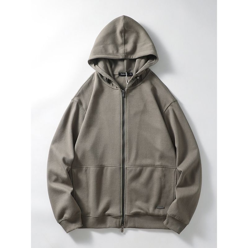 American Retro Heavy Zipper Knitted Cardigan Hoodie Men s Autumn Winter Coat Export Men s Sports Jacket Gray Green M