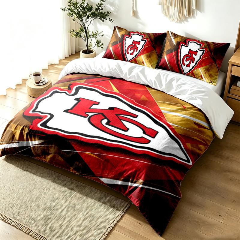 Juego de Funda Nórdica de 3 Piezas Kansas City Chiefs Sencillo Moderno Juego de Ropa de Cama Resistente a las Arrugas Tejido Suave Uso en Todas las Estaciones un regalo perfecto