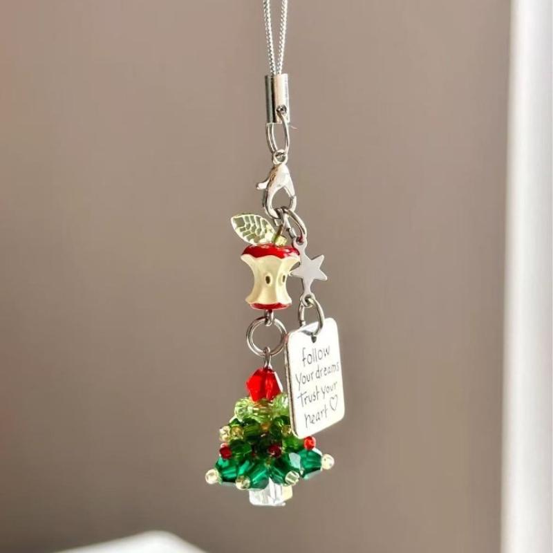 

1 шт. 3D Рождественская елка Бусина Подвесная веревка Мобильный телефон Брелок Девушка Женщина Чехол для сотового телефона Подвеска для сумки Ремешок для ключей Веревка