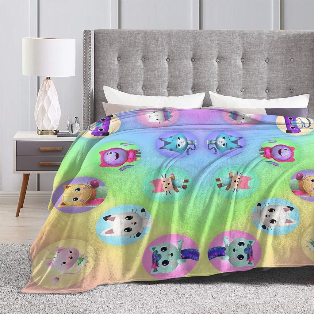 Maison de poupée mignonne de dessin animé 3D Gabby Cadeau pour fille Couverture en flanelle Douce et durable Couvertures de lit pour extérieur Couvre-lit d'extérieur Couvre-lit de canapé
