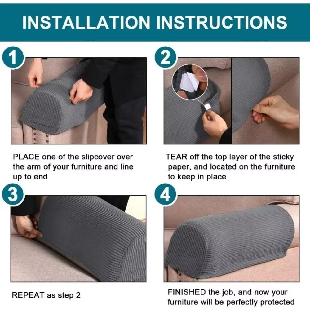 2Pcs Anti-Slip Jacquard Sofa Arm Covers Dust-Proof Armchair Slipcovers  Household