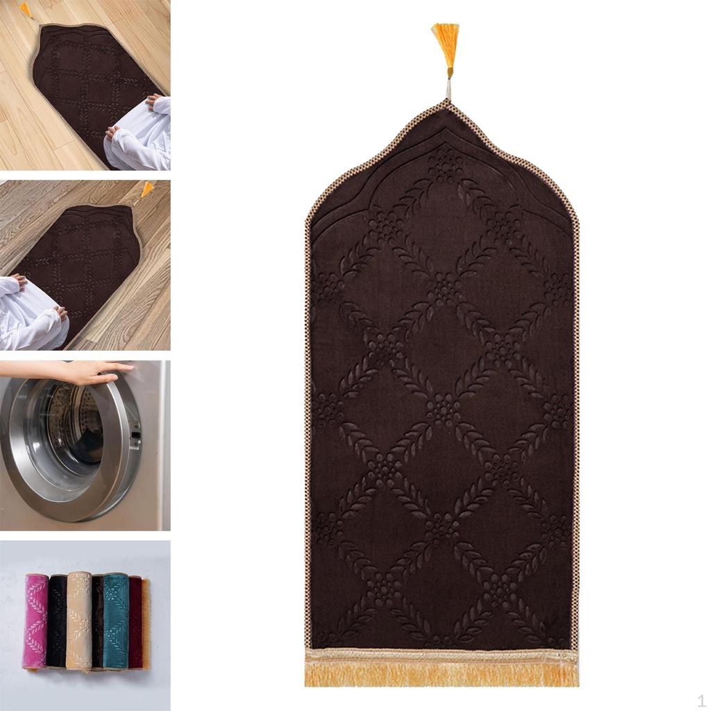 Prayer Rug for Travel with Tassels Traditional Islamic Mat Men Women