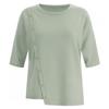 Shop   Women Round Asymmetrical Button Tencel Short Sleeve Knit Mint Frb Wkn 119